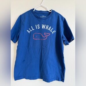 Vineyard Vines Blue Tee with Red Whale Graphic